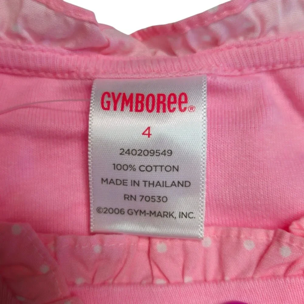 Vintage Gymboree Top Girls Size Pink 100% Cotton Tunic Ruffles Girly Y2K NWT
